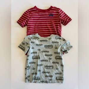 Kids Short Sleeve Tee - Red Stripes & Light Gray Car Print - Carter’s